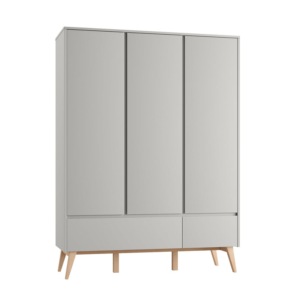 Armoire 3 portes 2 tiroirs panneaux mdf et stratifiés gris Armoire 3 portes 2 tiroirs panneaux mdf et stratifiés gris