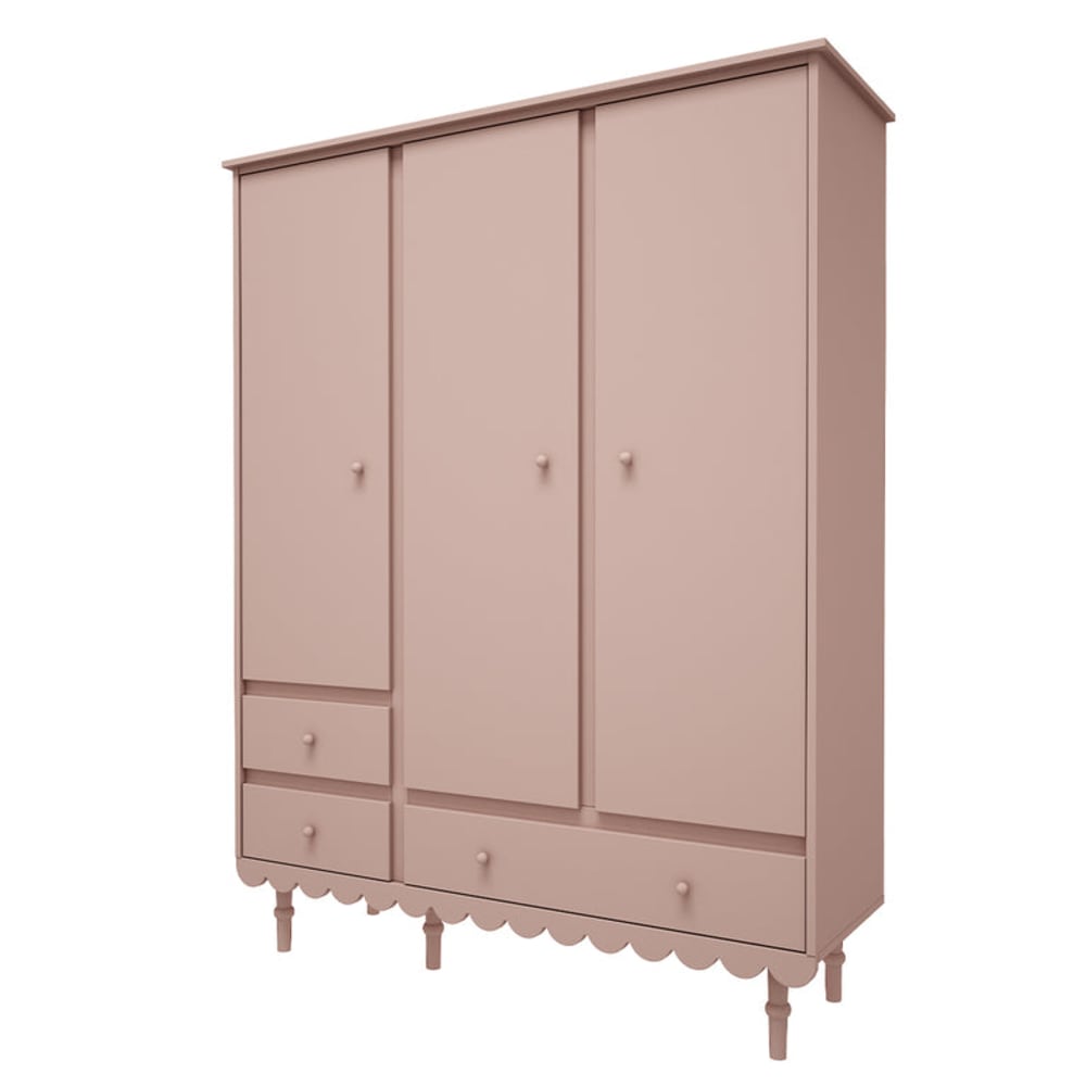 Armoire 3 portes 3 tiroirs panneaux stratifiés rose Armoire 3 portes 3 tiroirs panneaux stratifiés rose