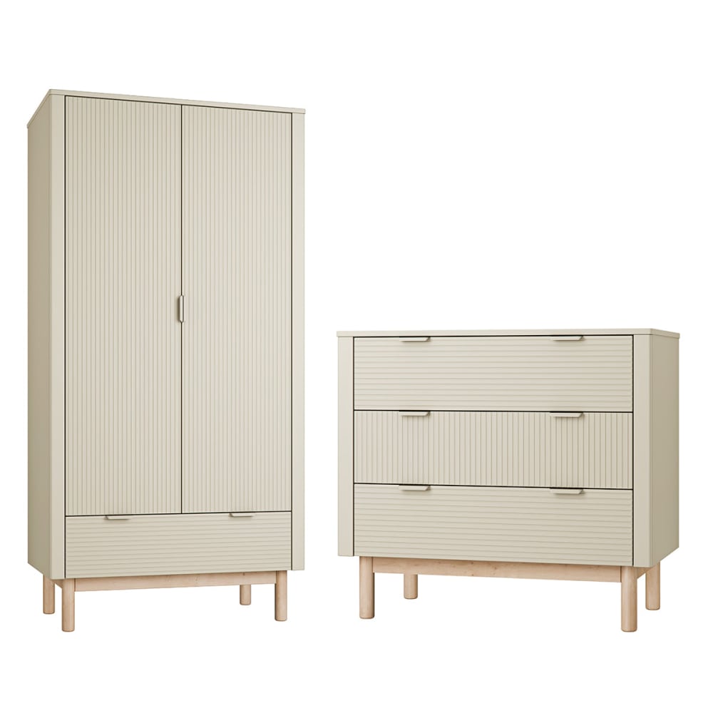 Commode 3 tiroirs et armoire 2 portes panneaux mdf et stratifié or Commode 3 tiroirs et armoire 2 portes panneaux mdf et stratifié or