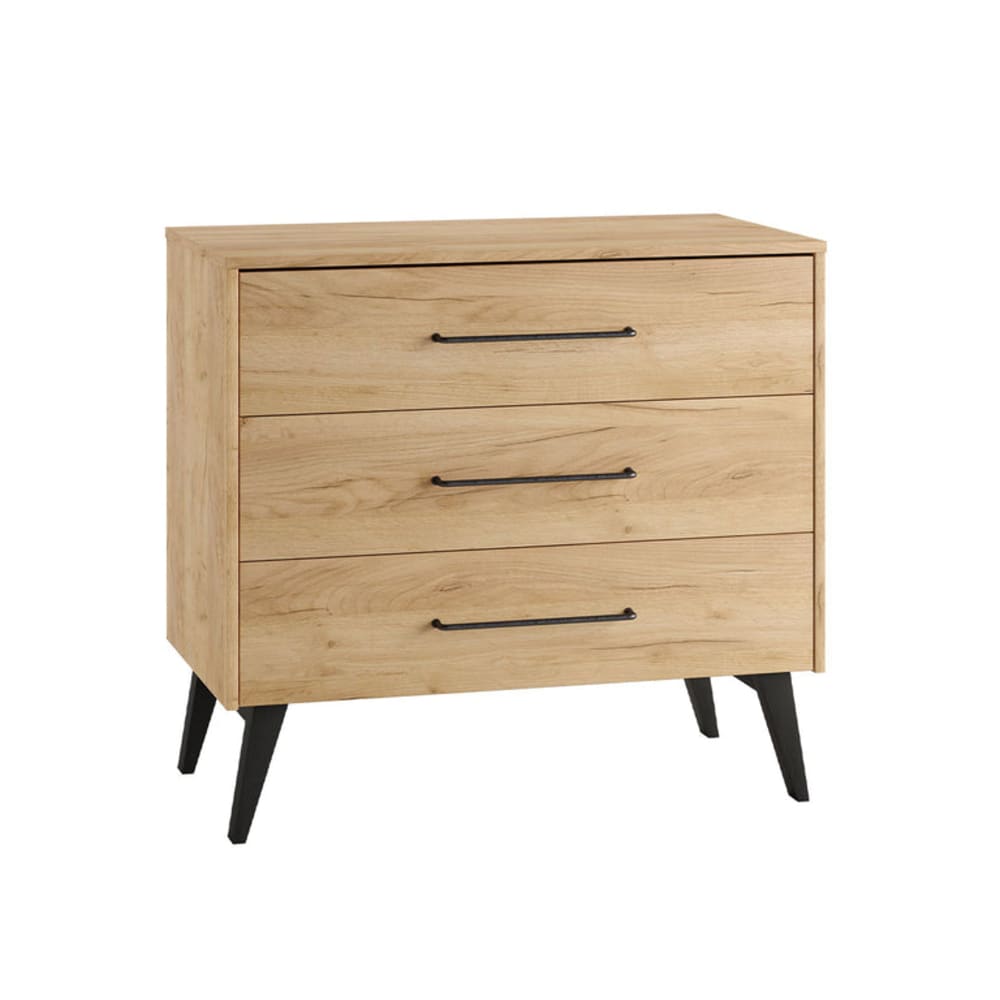 Commode 3 tiroirs panneaux stratifiés marron Commode 3 tiroirs panneaux stratifiés marron