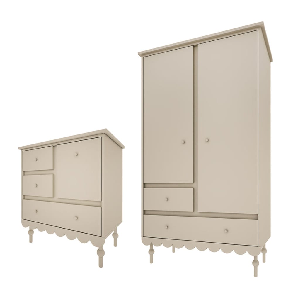 Commode 3 tiroirs et armoire 2 portes panneaux stratifiés vert Commode 3 tiroirs et armoire 2 portes panneaux stratifiés vert