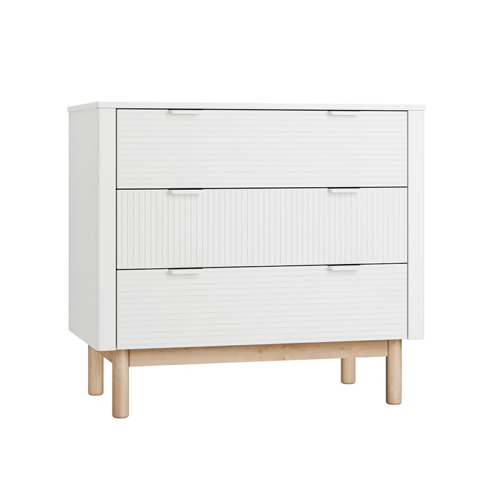 Commode 3 tiroirs panneaux mdf et stratifié blanc Commode 3 tiroirs panneaux mdf et stratifié blanc
