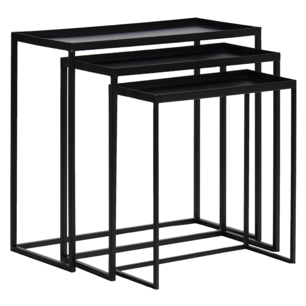 Set 3 tables d'appoint / consoles gigognes en métal noir