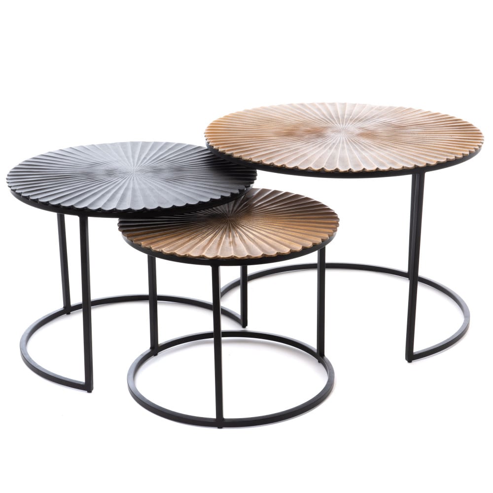 Lot de 3 tables basses - fleur