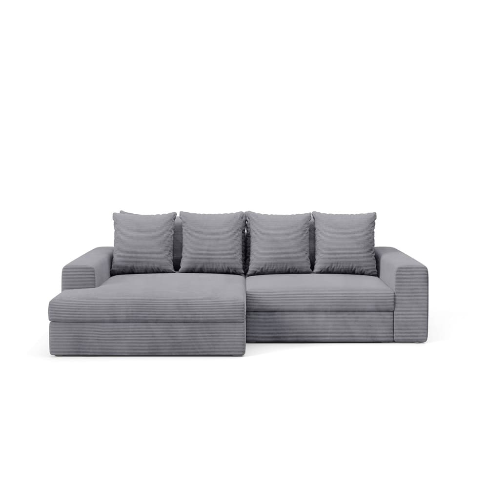 Canapé d'angle gauche convertible bois de pin gris