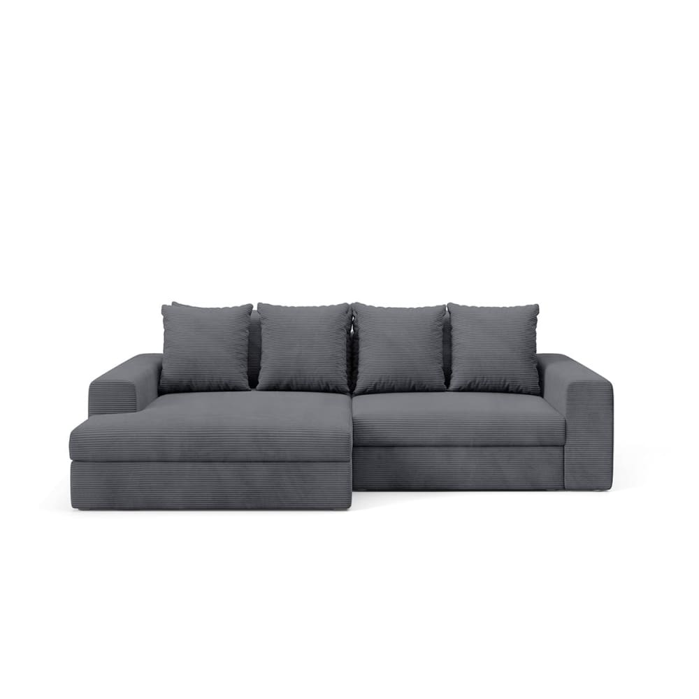 Canapé d'angle gauche convertible bois de pin gris