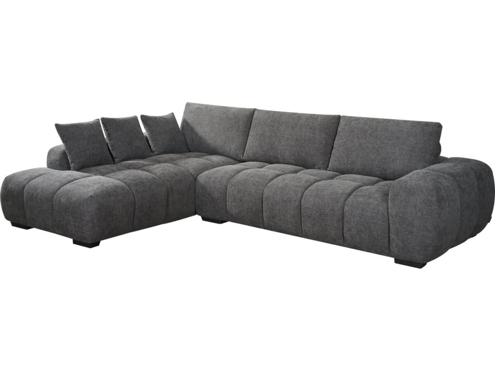 Canapé d'angle 3 places en tissu chenille gris Canapé d'angle 3 places en tissu chenille gris