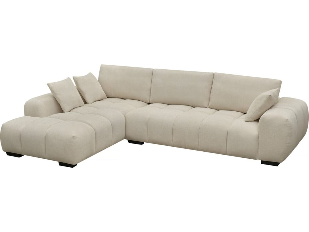 Canapé d'angle 3 places en tissu chenille gris
