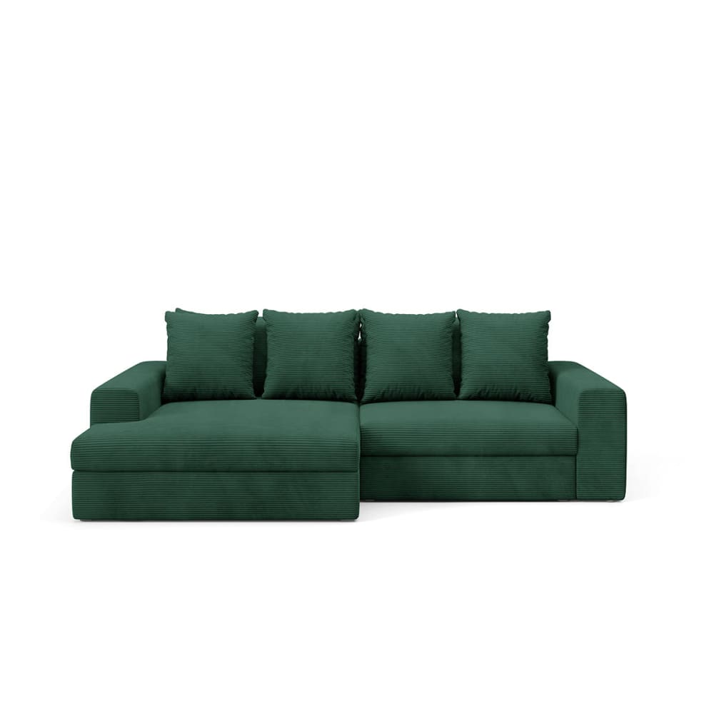 Canapé d'angle gauche convertible bois de pin vert