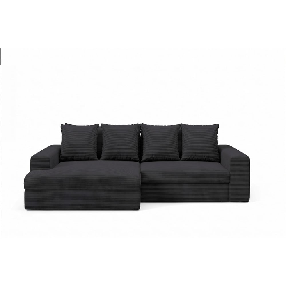 Canapé d'angle gauche convertible bois de pin noir