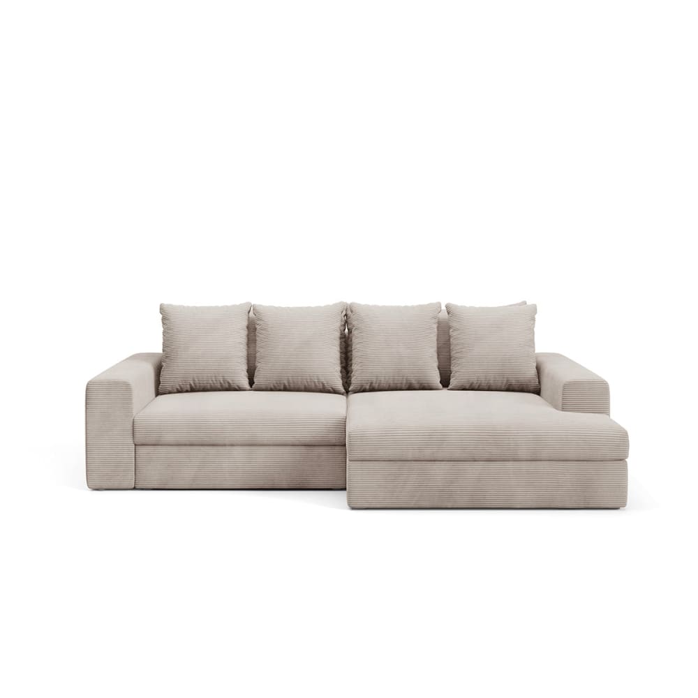 Canapé d'angle droit convertible bois de pin marron