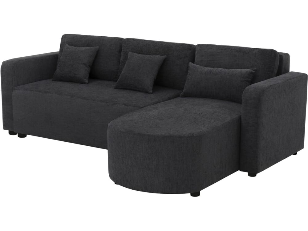Canapé d'angle 3 places en tissu noir Canapé d'angle 3 places en tissu noir