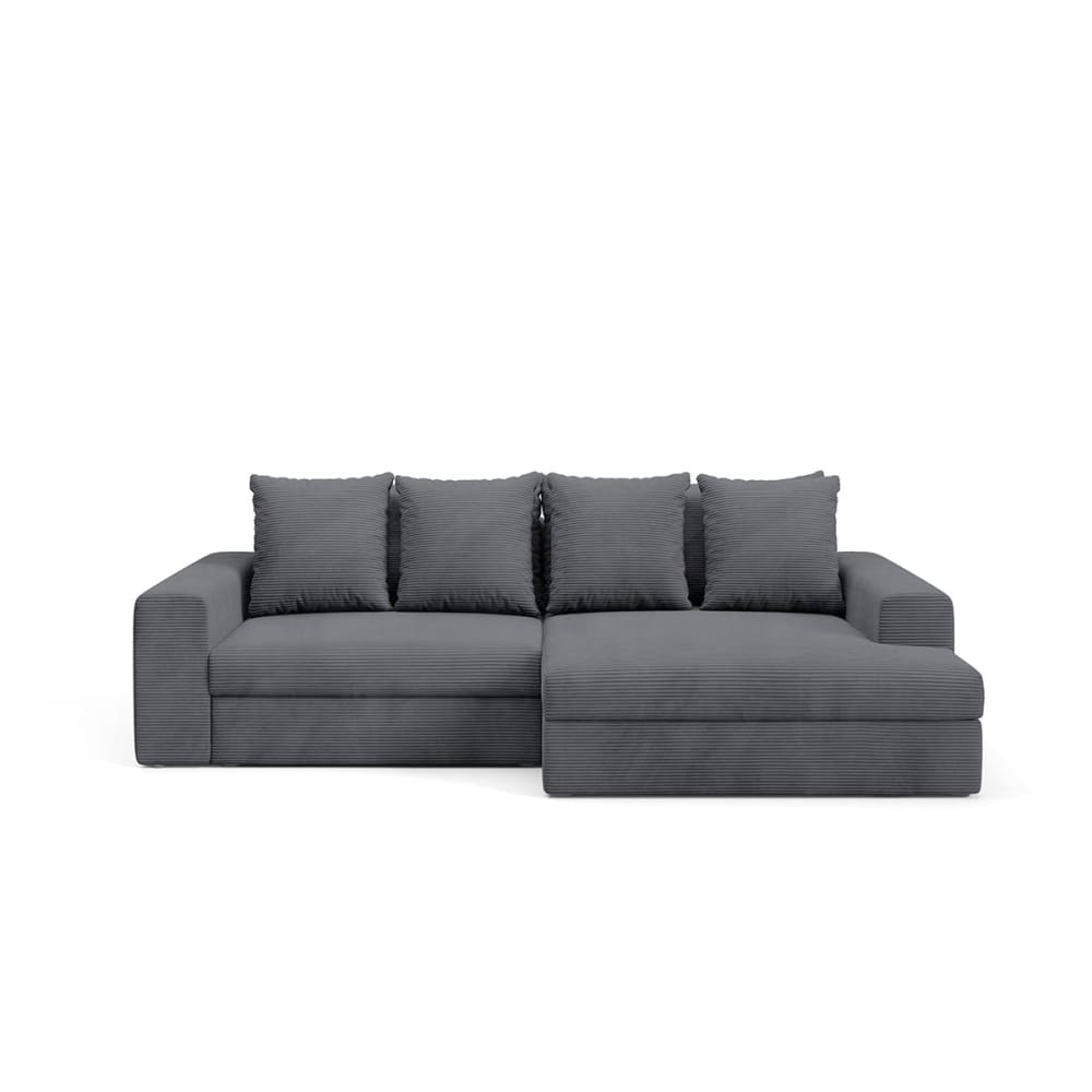 Canapé d'angle droit convertible bois de pin gris