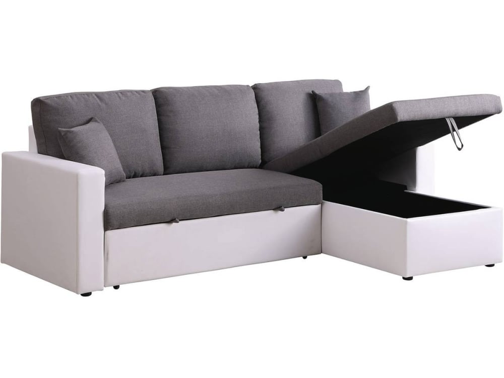 Canapé d'angle convertible 3 places en lin - 240g/m² et pvc gris Canapé d'angle convertible 3 places en lin - 240g/m² et pvc gris
