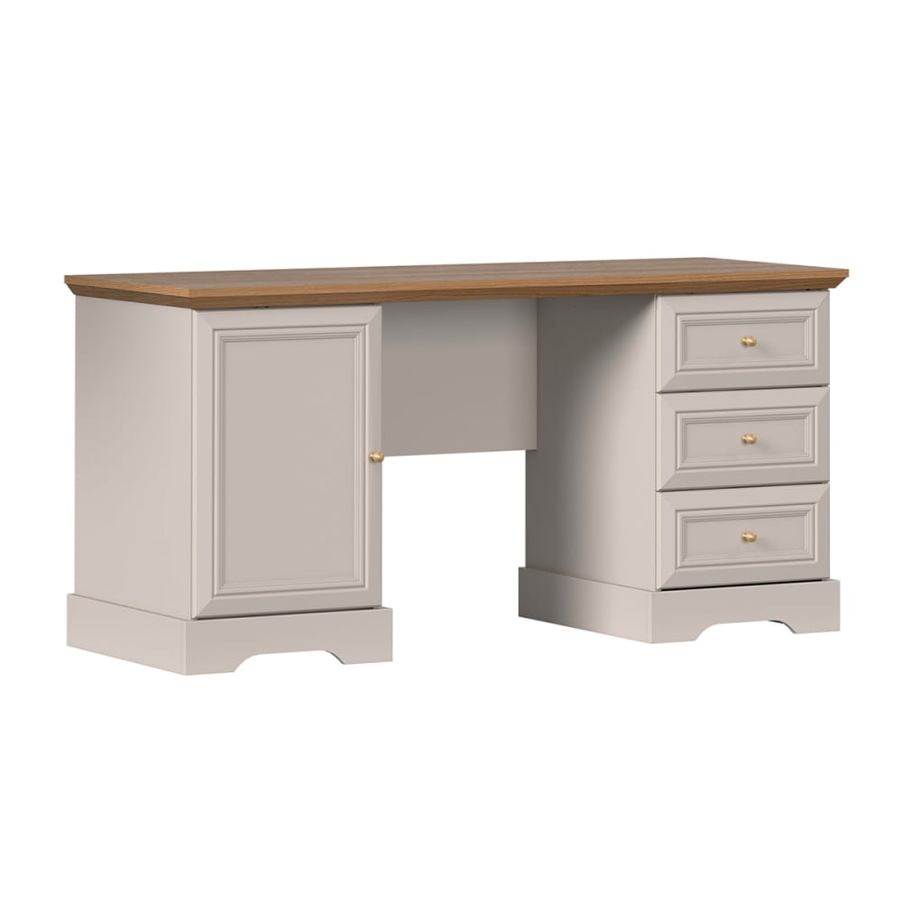 Bureau 1 porte 3 tiroirs panneaux stratifiés beige Bureau 1 porte 3 tiroirs panneaux stratifiés beige