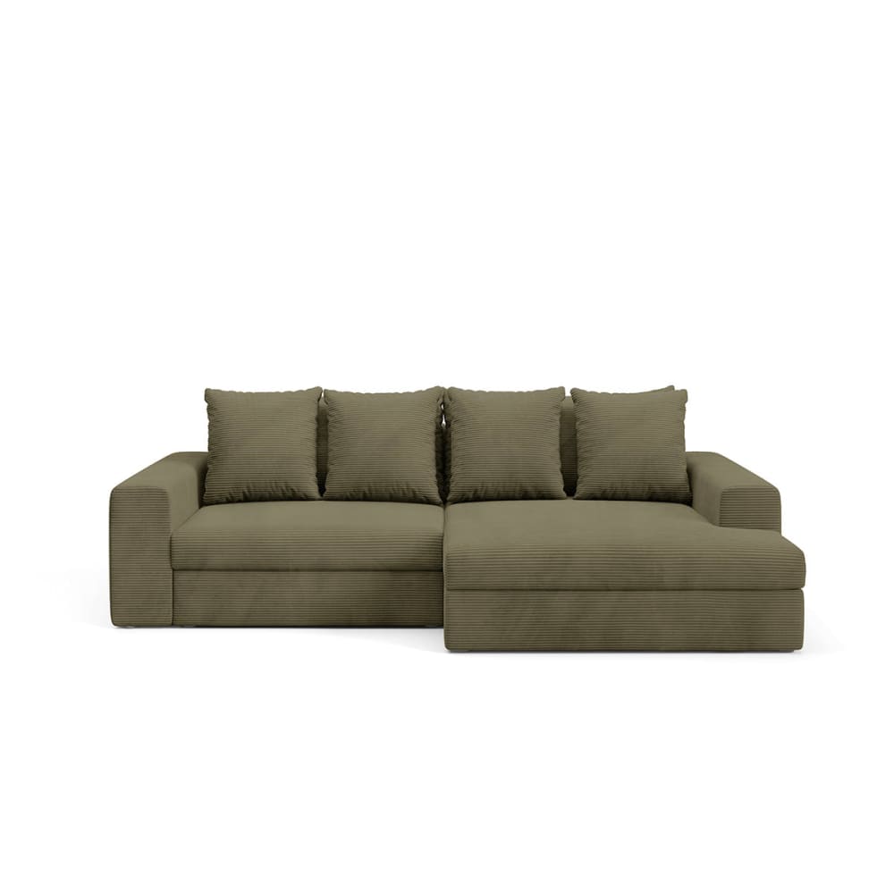 Canapé d'angle droit convertible bois de pin vert