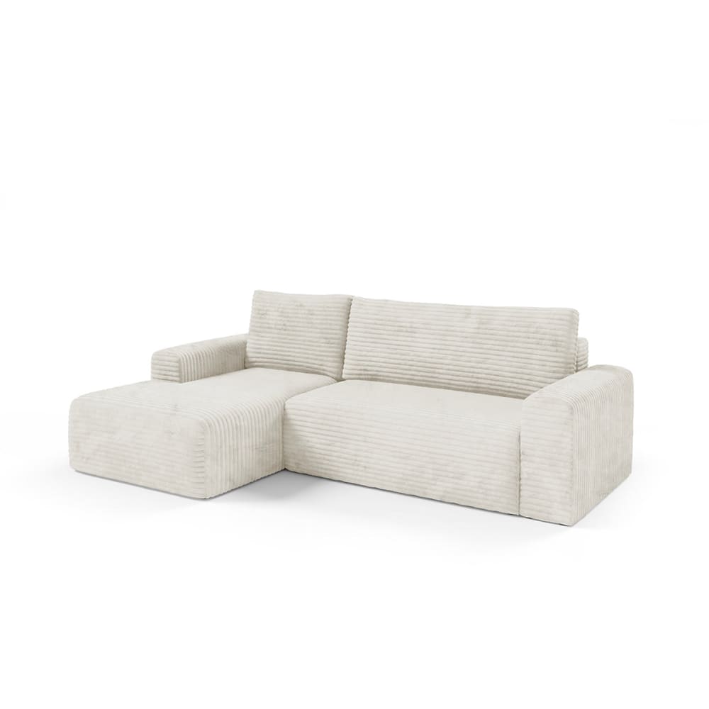 Canapé d'angle gauche convertible bois de pin blanc