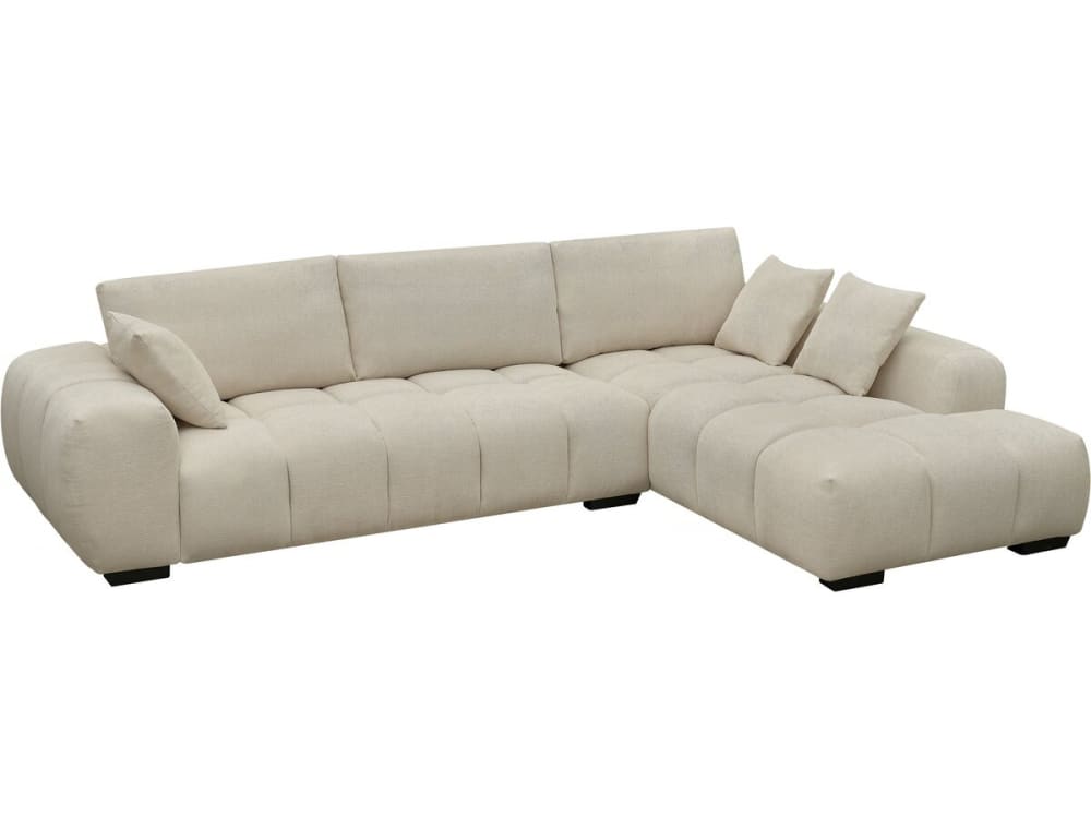 Canapé d'angle 3 places en tissu chenille beige Canapé d'angle 3 places en tissu chenille beige