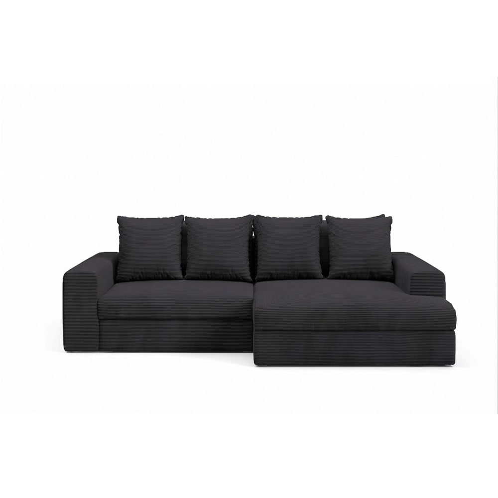 Canapé d'angle droit convertible bois de pin noir