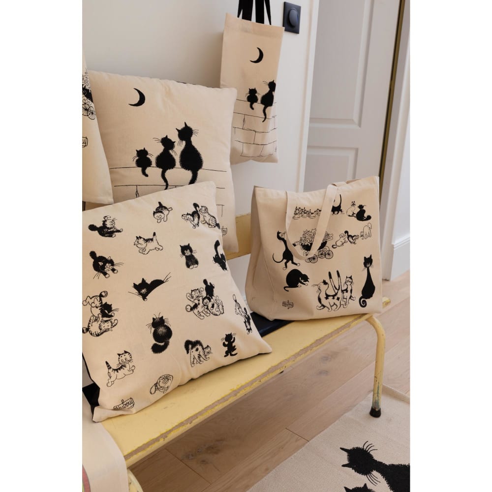 Coussin 3 chats en coton ecru 45 x 45 cm — vue 4