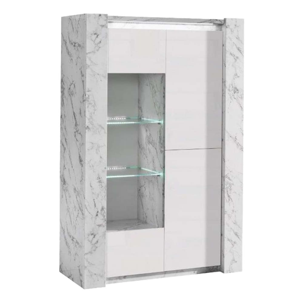 Vitrine  3 portes laquée - marbre