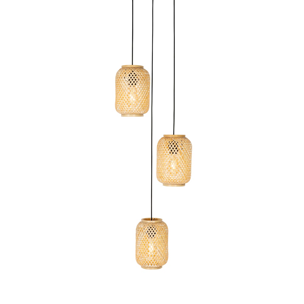 Lampe suspendue orientale bambou 3 lumières — vue 3