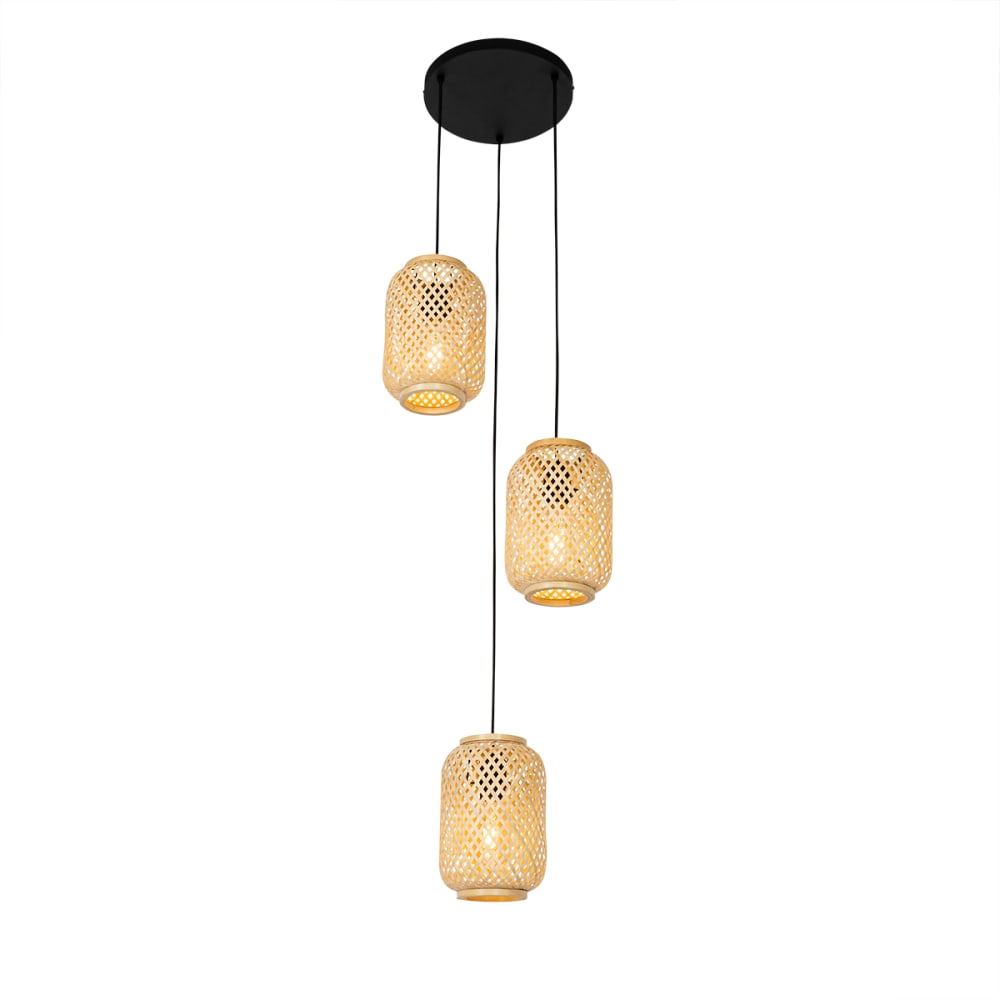 Lampe suspendue orientale bambou 3 lumières — vue 4