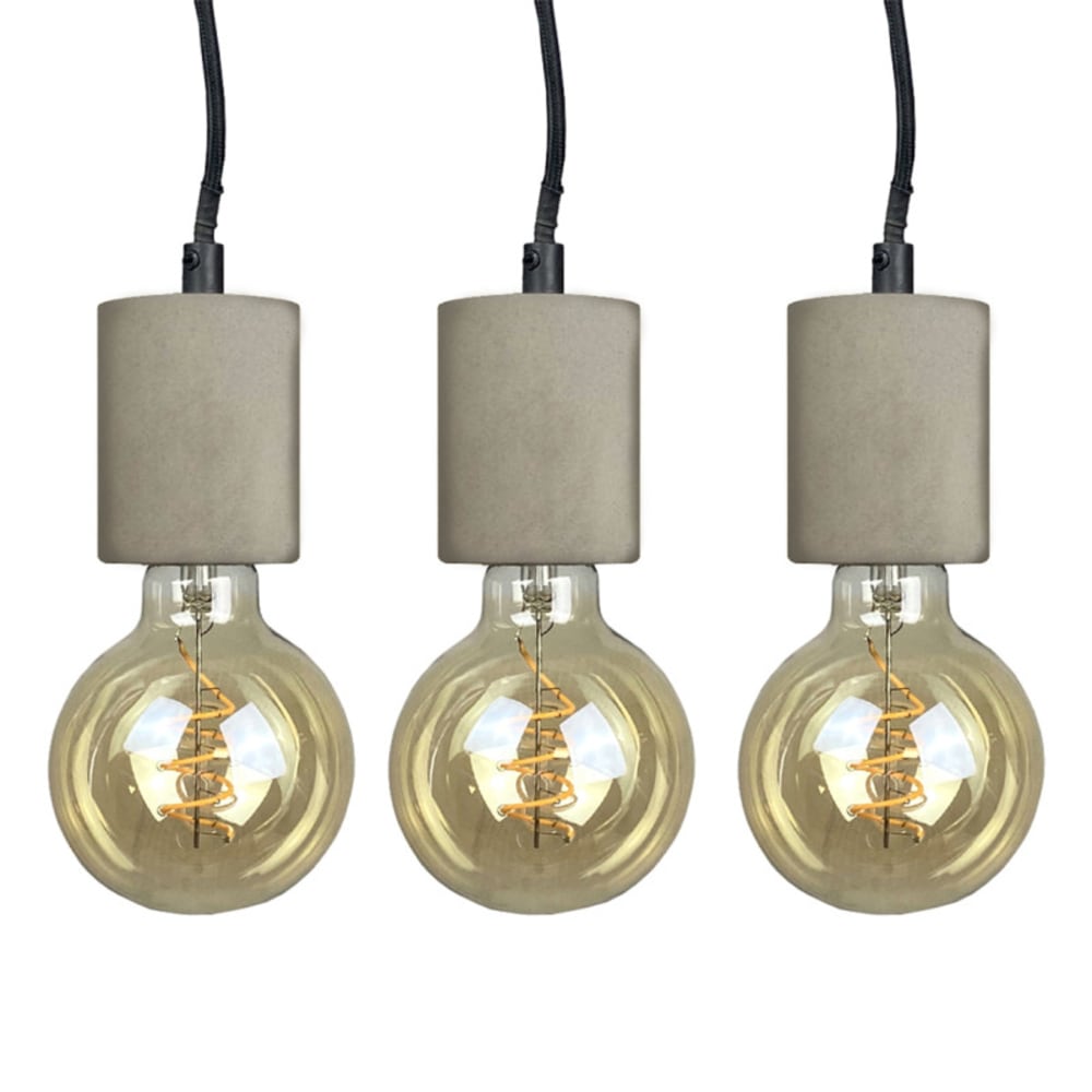 Lot de 3 suspensions lumineuses en béton gris