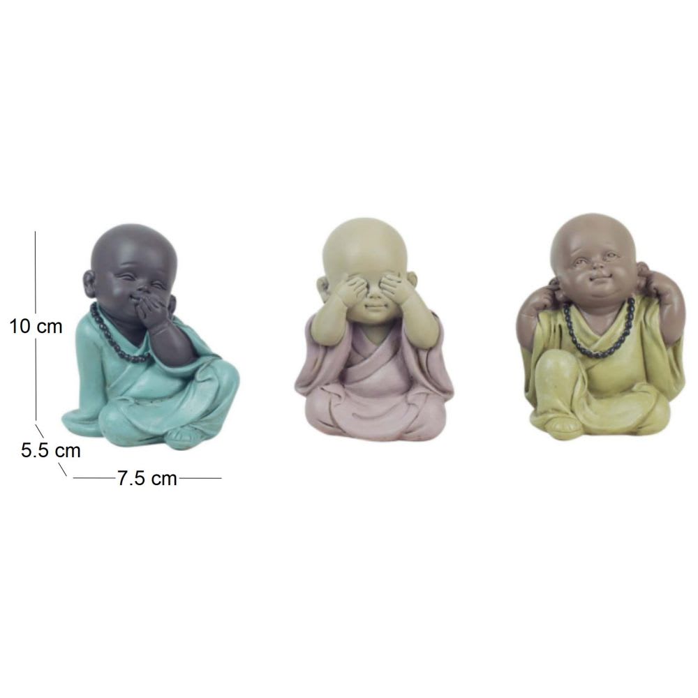 Moines colorés en résine (lot de 3) — vue 3