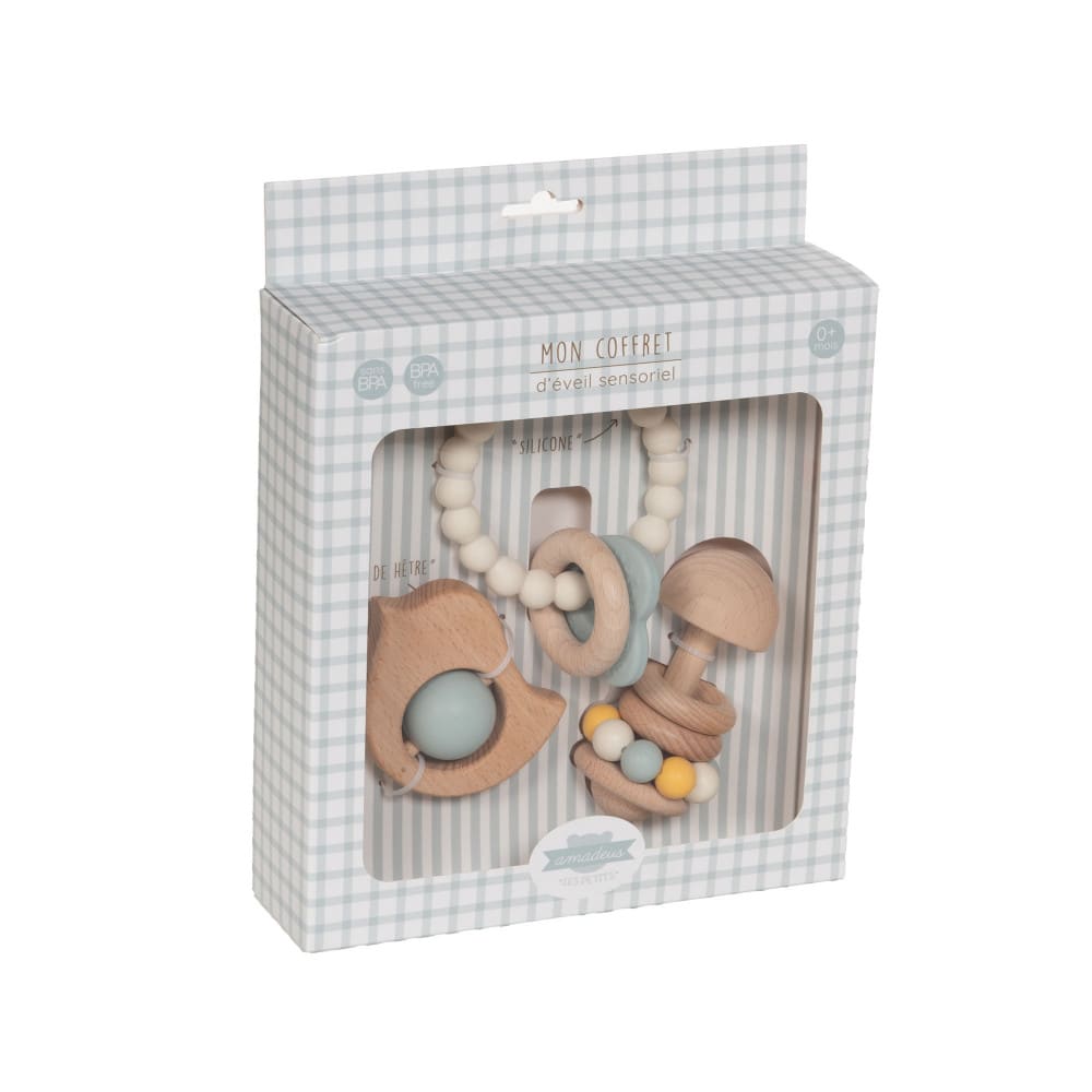 Coffret de 3 jouets éveil oiseau marron