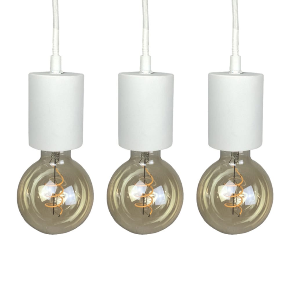 Lot de 3 suspensions lumineuses en béton blanc