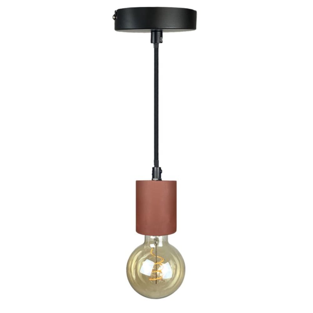 Lot de 3 suspensions lumineuses en béton rouge — vue 3
