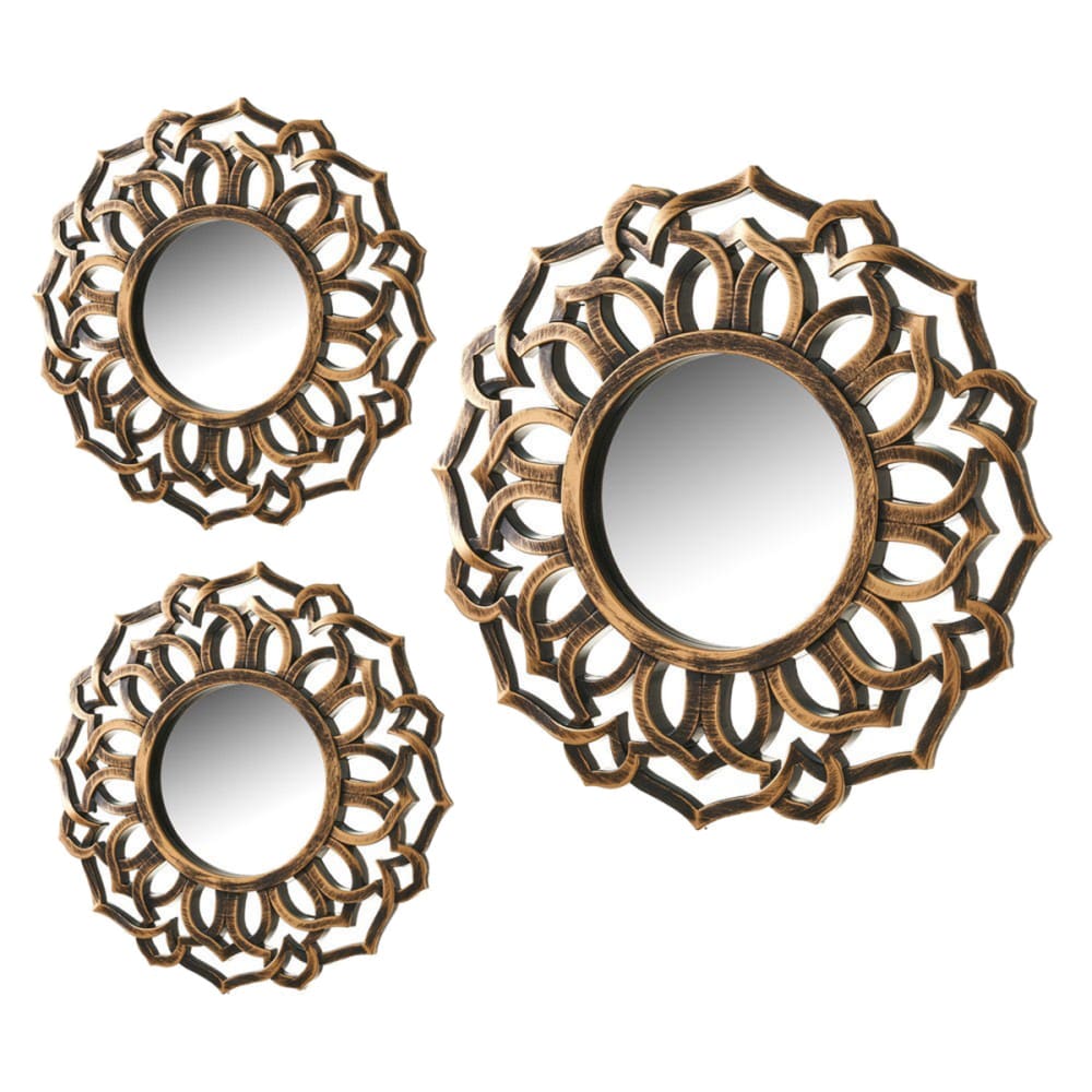 Set de 3 miroirs muraux or patiné Set de 3 miroirs muraux or patiné