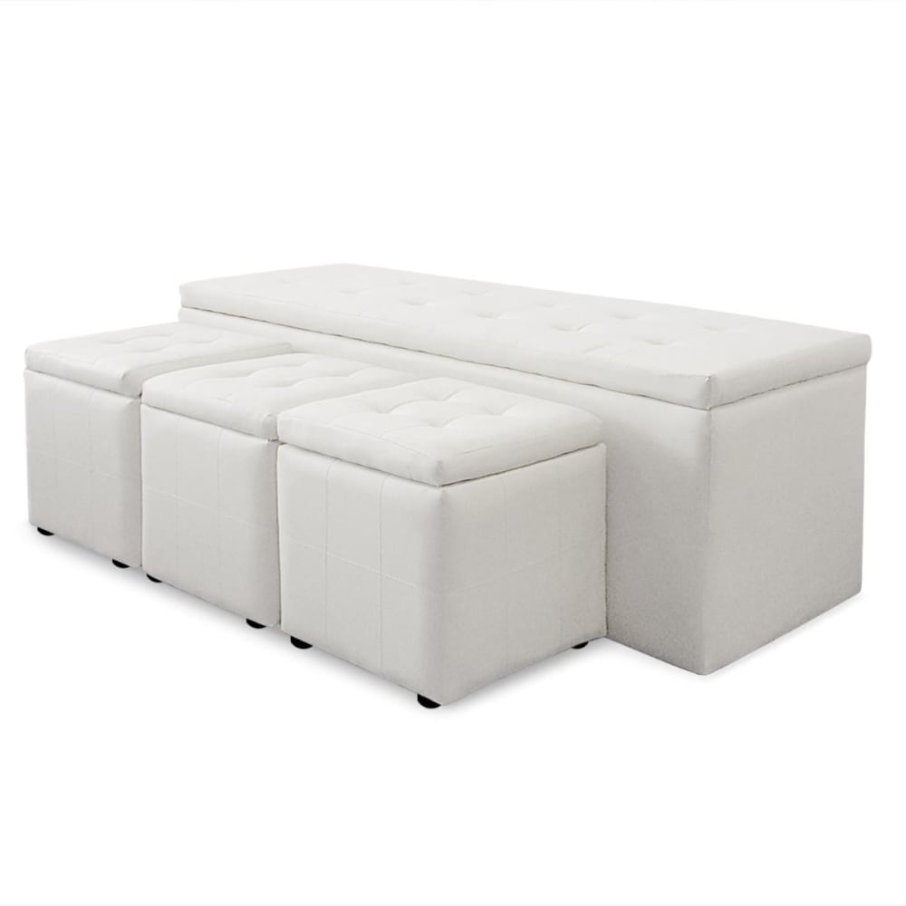banc coffre xl + 3 poufs