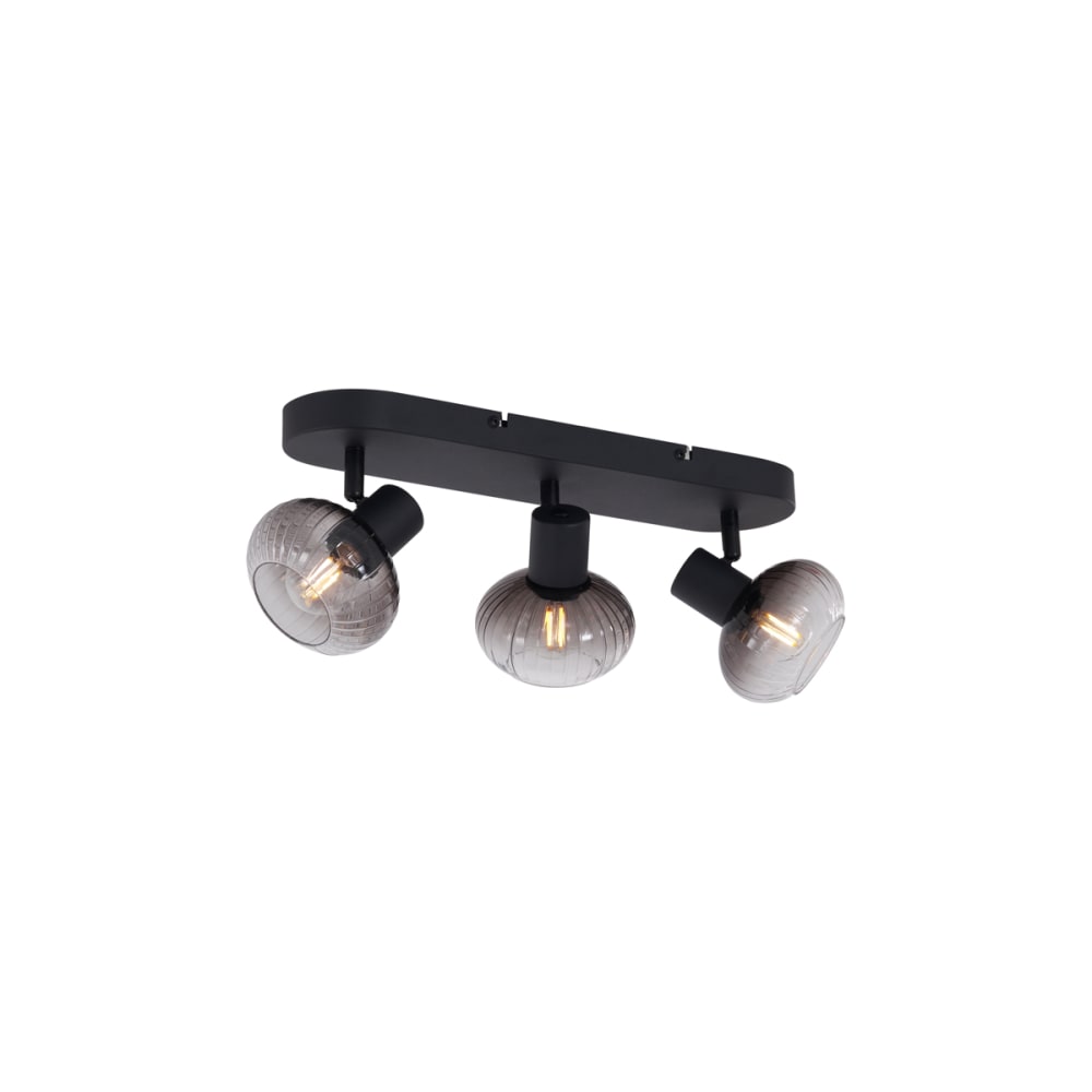 Spot encastré arrondi noir verre fumé 3 lumières