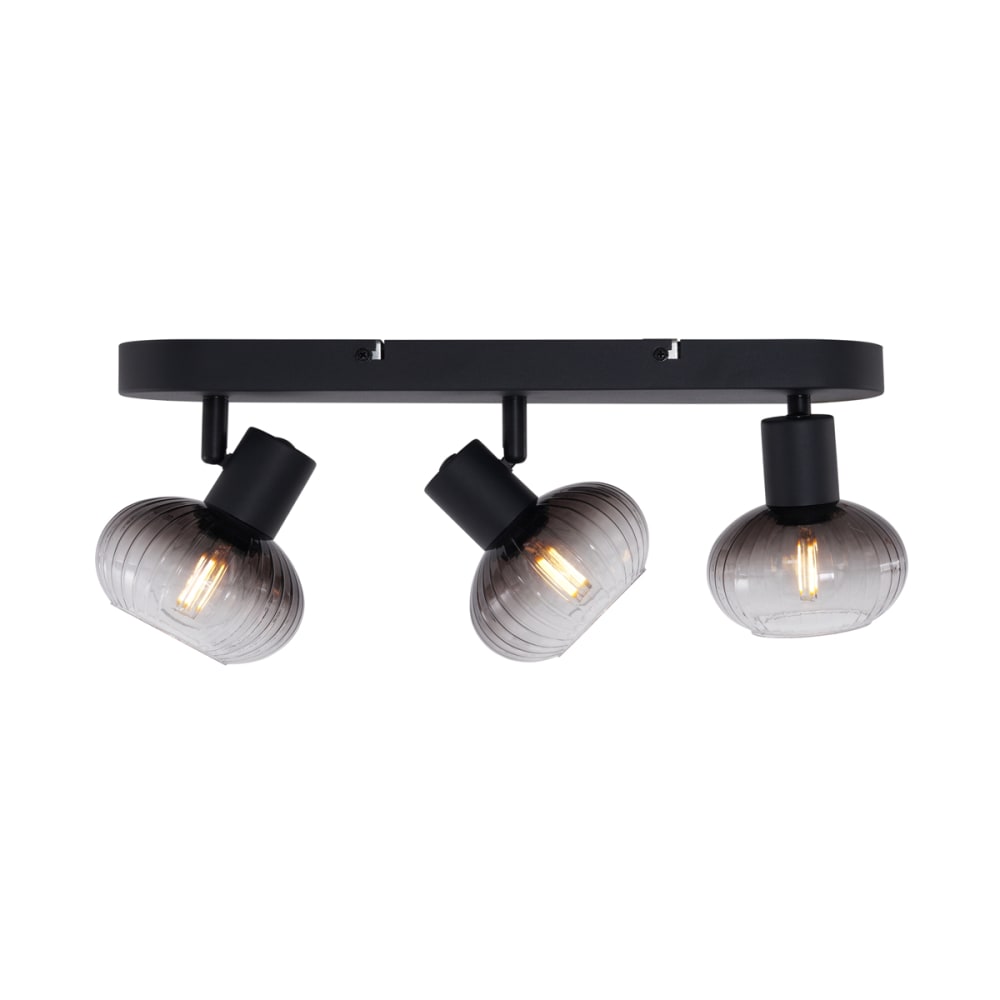 Spot encastré arrondi noir verre fumé 3 lumières — vue 3