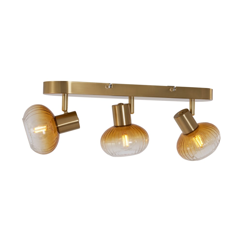 Spot encastré arrondi doré verre ambré 3 lumières — vue 3