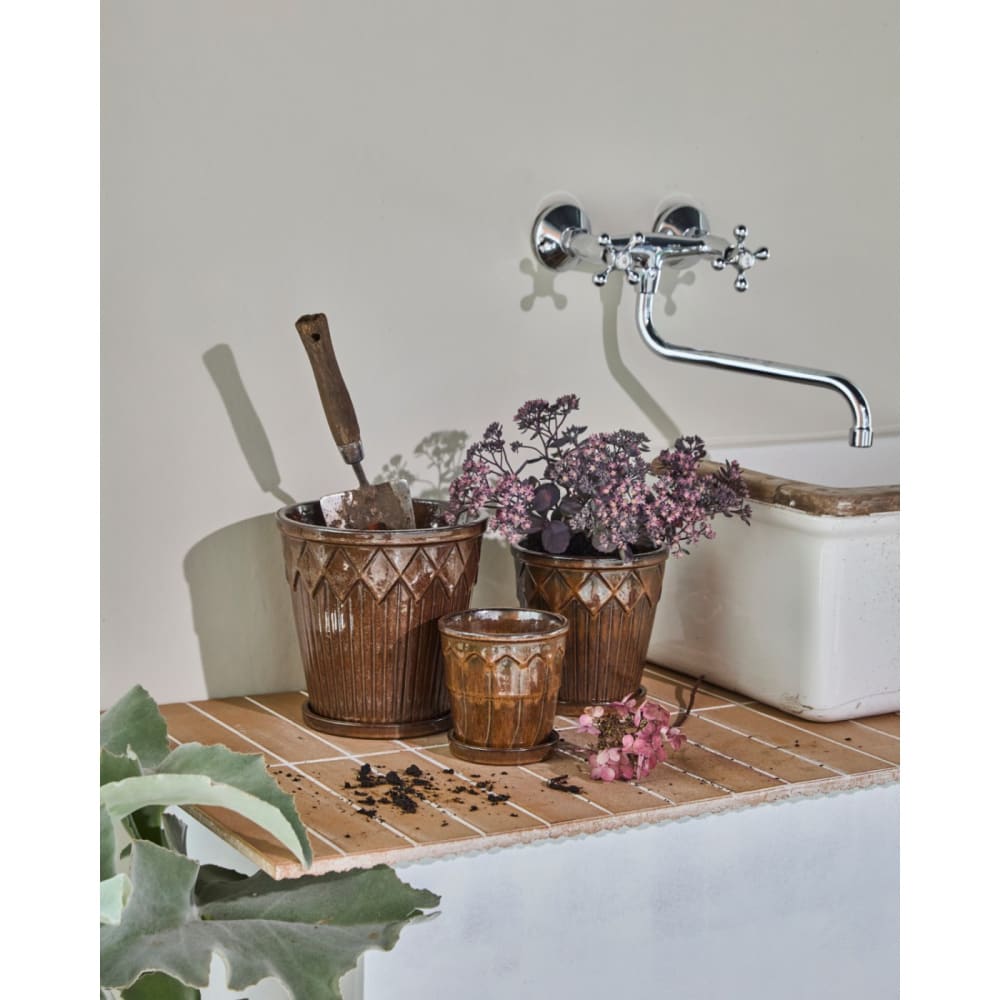 Lot de 3 cache-pots en grès cora