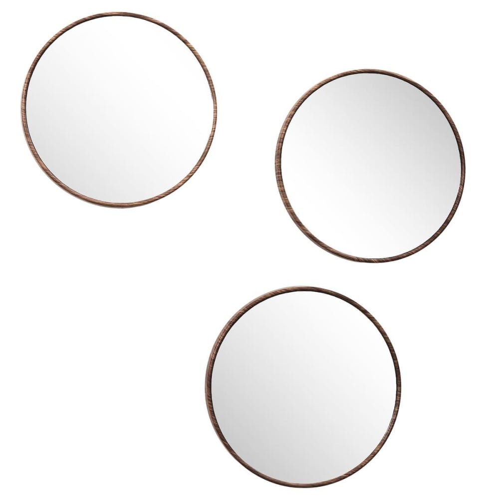 Enssemble de 3 miroir ø26 cm imitation bois