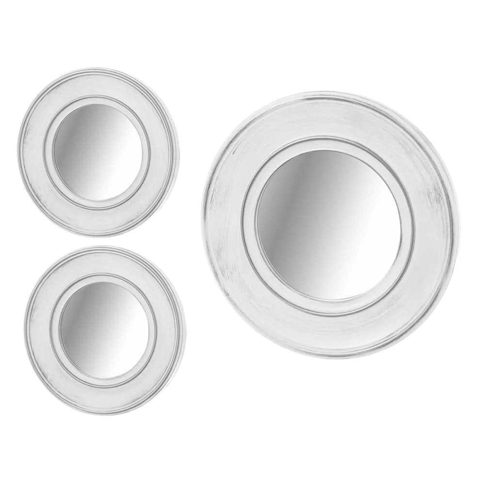 Set de 3 miroirs muraux blanc et argent Set de 3 miroirs muraux blanc et argent