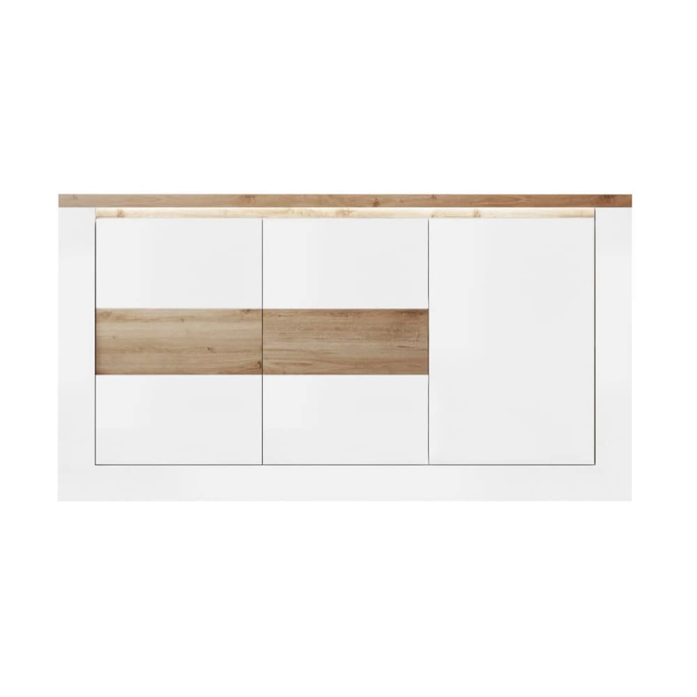Buffet 3 portes blanc et aspect chêne cadiz avec led Buffet 3 portes blanc et aspect chêne cadiz avec led