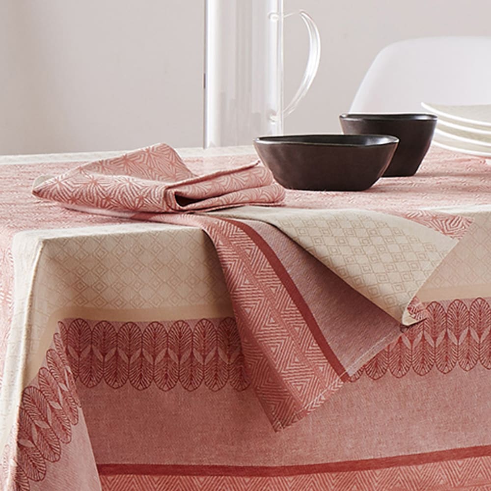 Lot de 3 serviettes jacquard charleston jacquard/coton orange corail