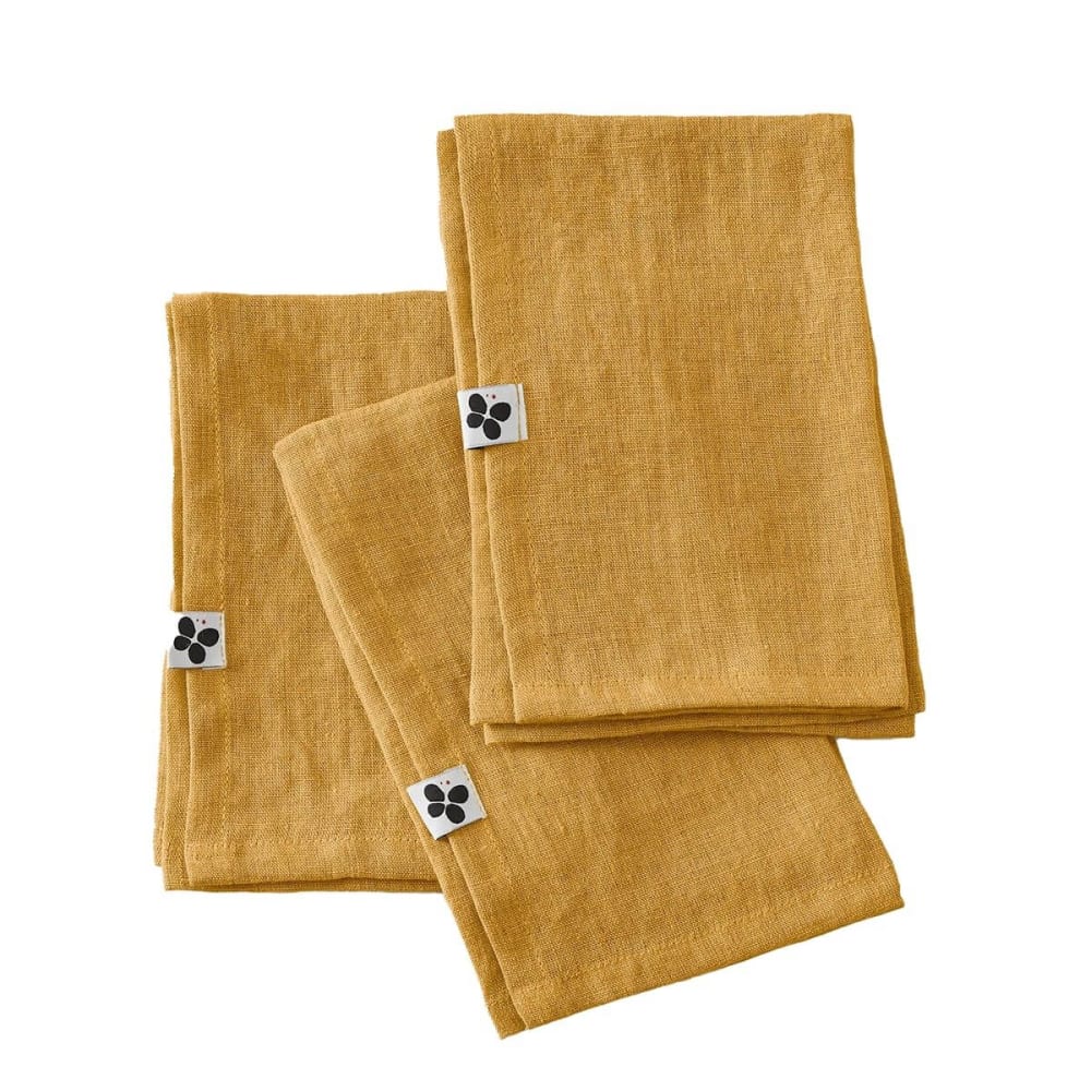 Lot de 3 serviettes 40x40cm lin lavé coloris miel Lot de 3 serviettes 40x40cm lin lavé coloris miel