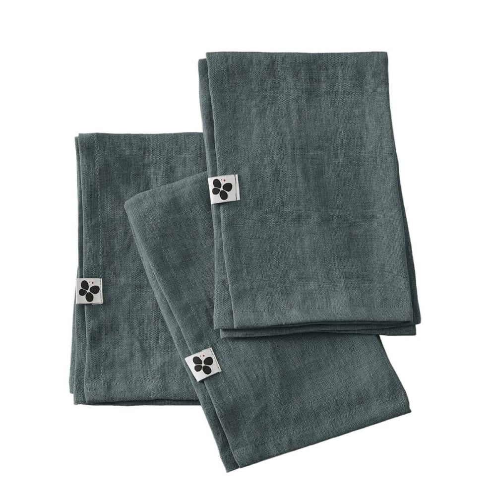 Lot de 3 serviettes 40x40cm lin lavé coloris ardoise Lot de 3 serviettes 40x40cm lin lavé coloris ardoise