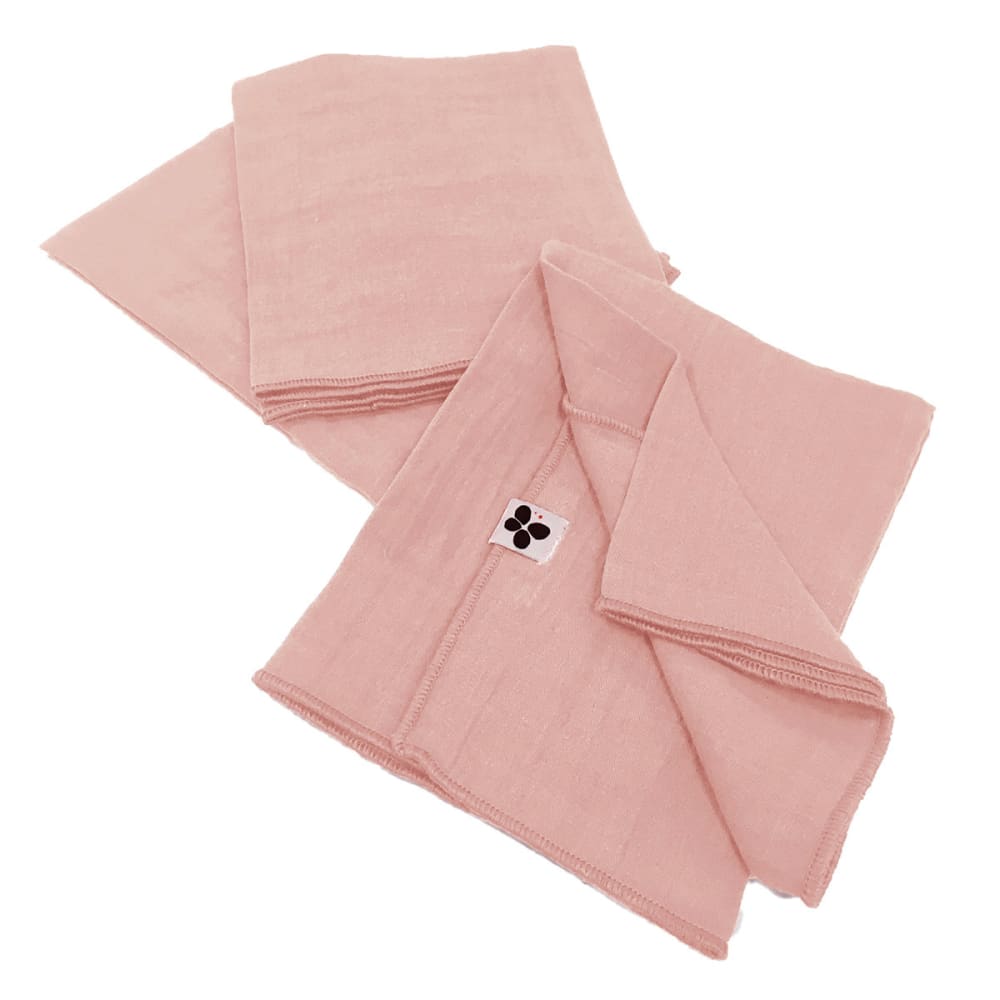 Lot de 3 serviettes 40x40cm gaze de coton rose pêche Lot de 3 serviettes 40x40cm gaze de coton rose pêche