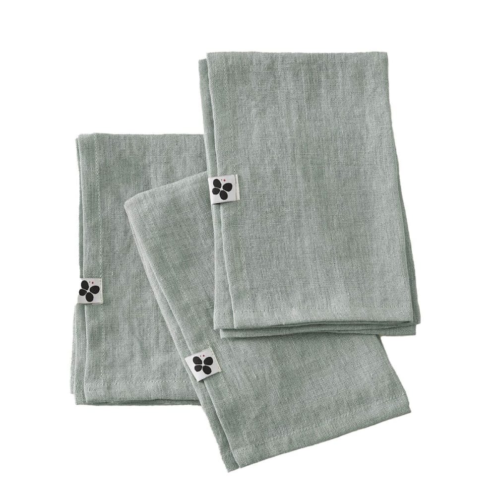 Lot de 3 serviettes 40x40cm lin lavé coloris eucalyptus Lot de 3 serviettes 40x40cm lin lavé coloris eucalyptus