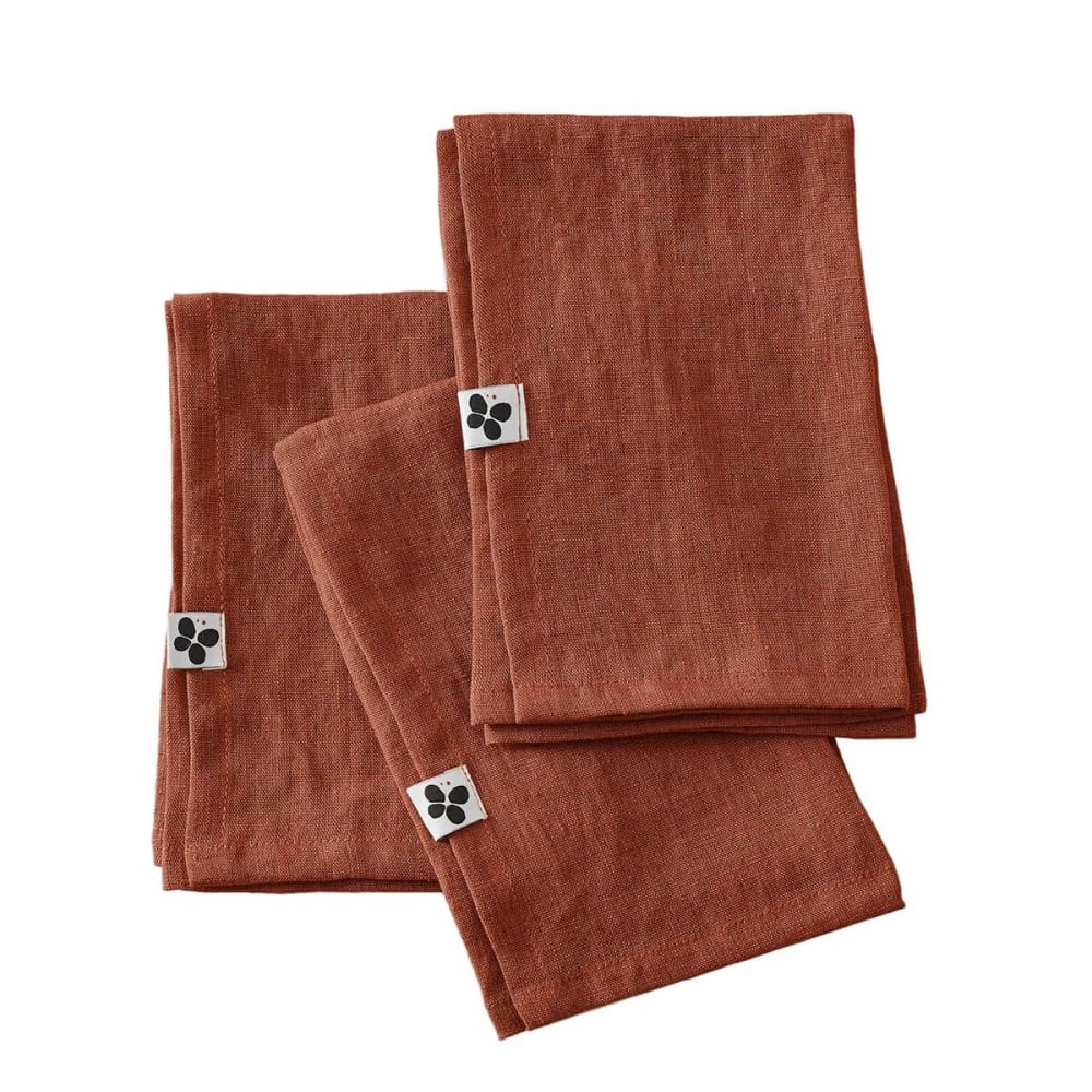Lot de 3 serviettes 40x40cm lin lavé coloris paprika Lot de 3 serviettes 40x40cm lin lavé coloris paprika