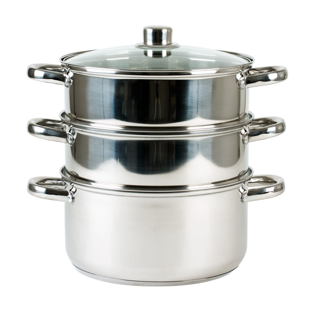Combiné vapeur   20 cm 3 compartiments argent / métallique en acier