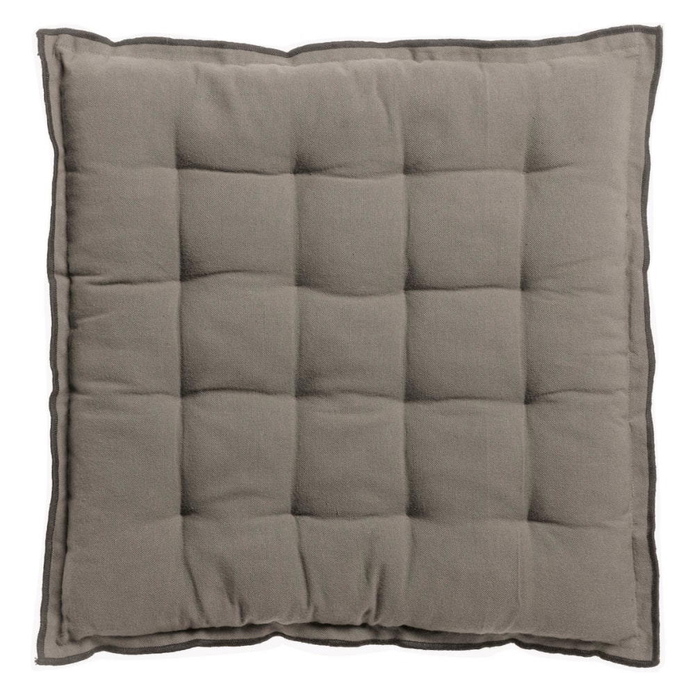 Galette de chaise recyclée en coton ombre 40 x 40 x 3 cm