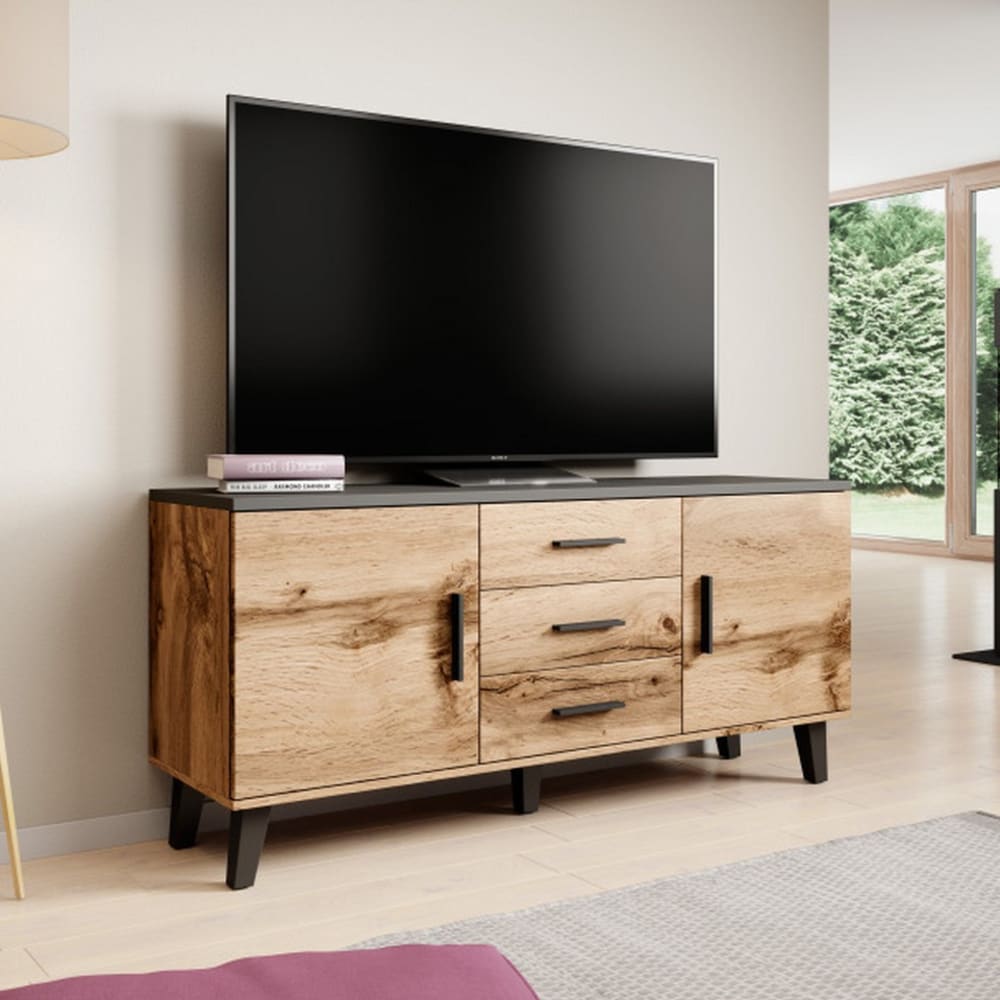 Sideboard in Holzoptik, 2 Türen, 3 Schubladen, 150 cm - Maisons